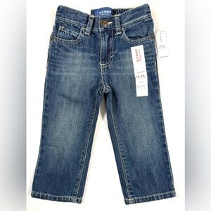 NWT OLD NAVY Boys Straight Jeans 18-24M Light Wash Denim Adjustable Waist NEW